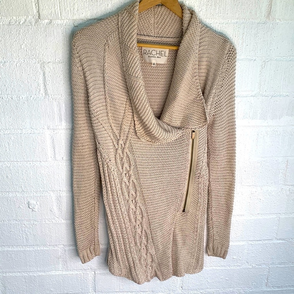 RACHEL Rachel Roy Knit Asymmetric Zip Up Sweater Jacket sz XS